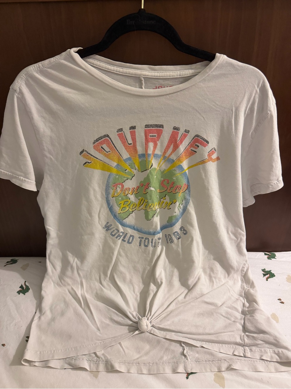 Lucky Brand White Graphic Tee with Retro Print